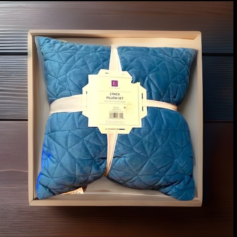 2  Pack Pillow Set Lush Decor Checkered Pattern Blue Home Decor Accent Pillows